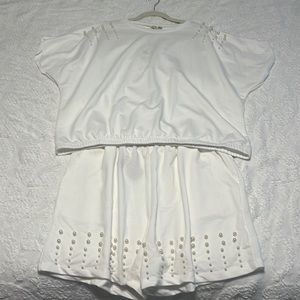 NWT Grace & Emma Pearl Embellished White Short and Shirt Set